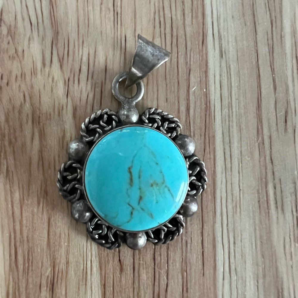 Turquoise and sterling silver pendant only - chain not included